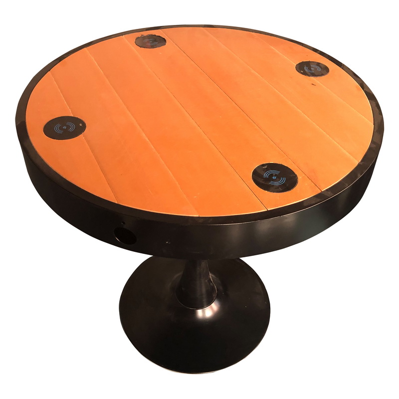 Inteligentny stolik Wifi w kolorze drewna ze stali nierdzewnej z ładowarką USB